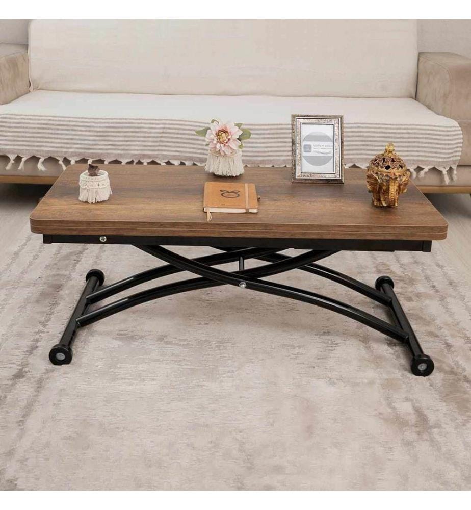 Couchtisch, 100 % MDF, Dunkelwalnuss, Schwarz