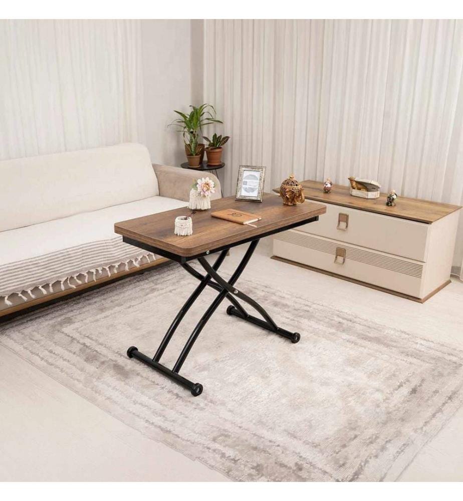 Couchtisch, 100 % MDF, Dunkelwalnuss, Schwarz
