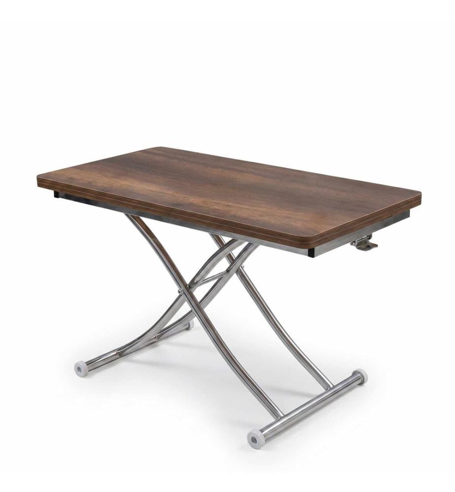 Table basse, 100 % MDF, noyer foncé, chromée