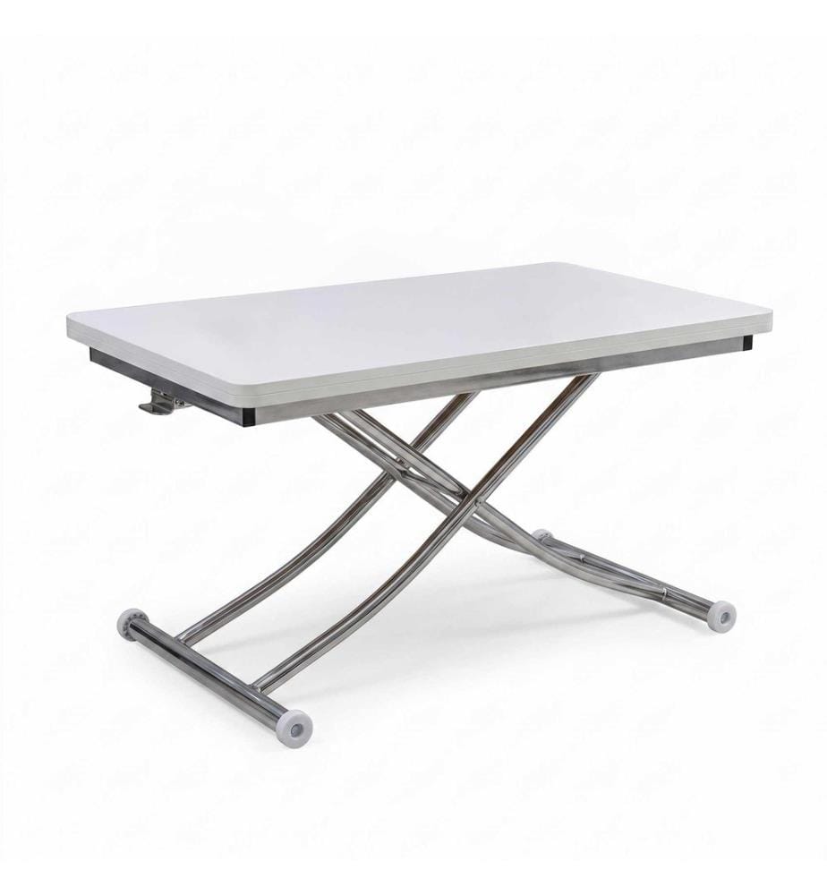Couchtisch, 100 % MDF, Weiss, Chrom