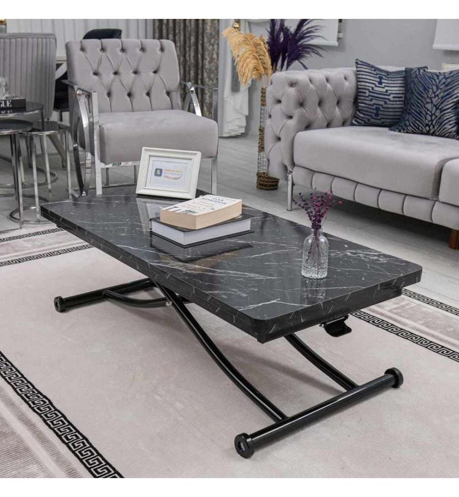 Table basse, 100 % MDF, marbre noir