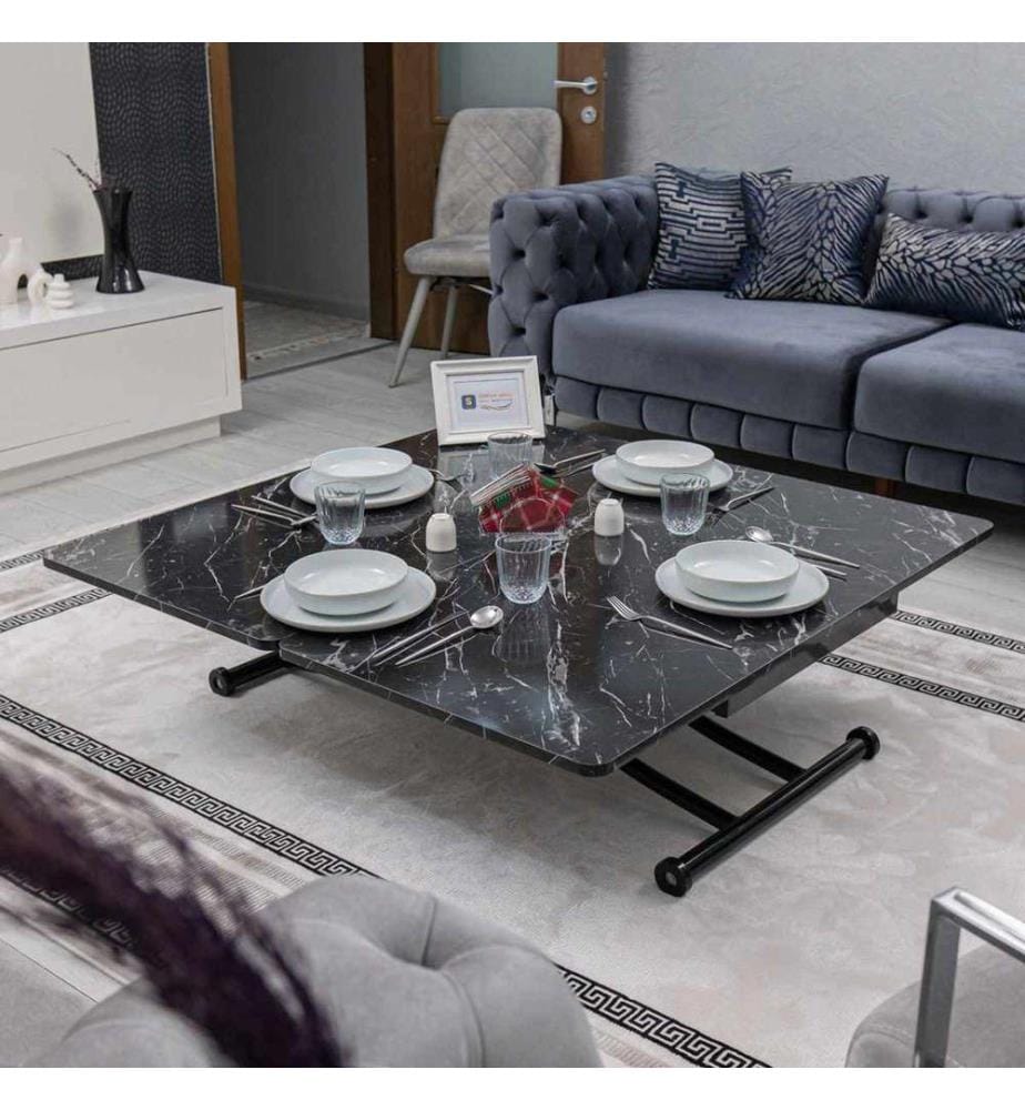 Table basse, 100 % MDF, marbre noir