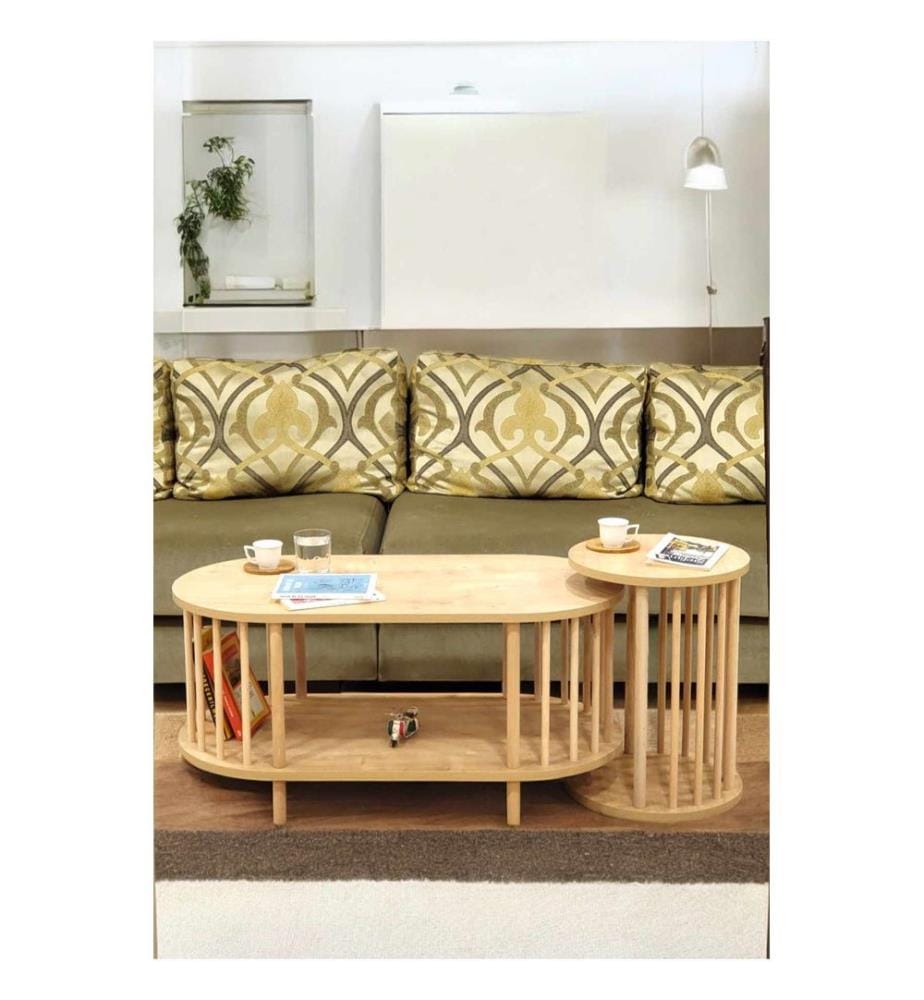 Couchtisch-Set, 100 % melaminbeschichtete Spanplatte, Saphir-Eiche