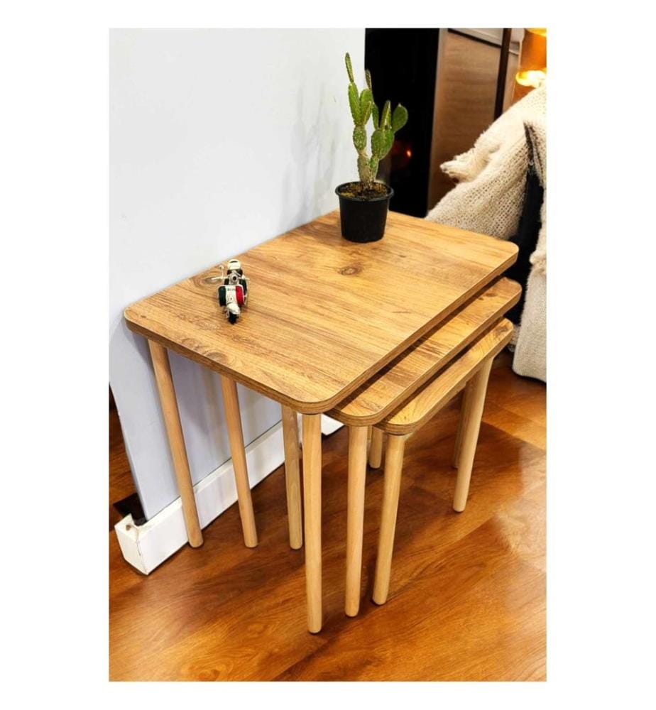 Satztisch, 3-teilig, 100 % melaminbeschichtete Spanplatte, Kiefer