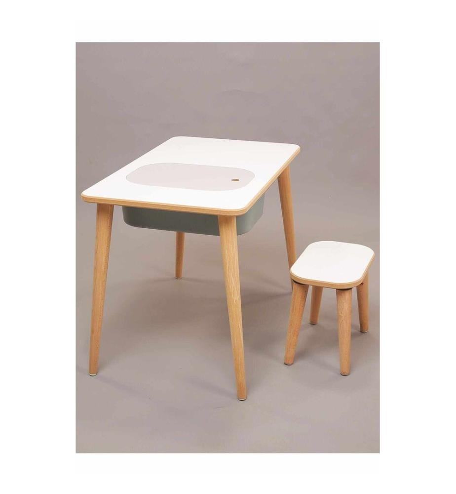 Table d'activités, panneau de particules 100 % mélaminé, blanc, gris