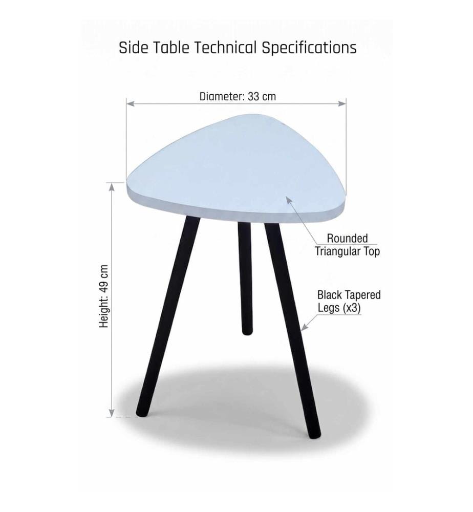 Table d'appoint, panneau de particules 100 % mélaminé, blanc, noir