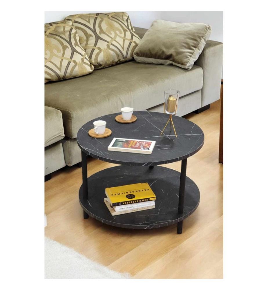 Table basse, panneau de particules 100 % mélaminé, aspect marbre