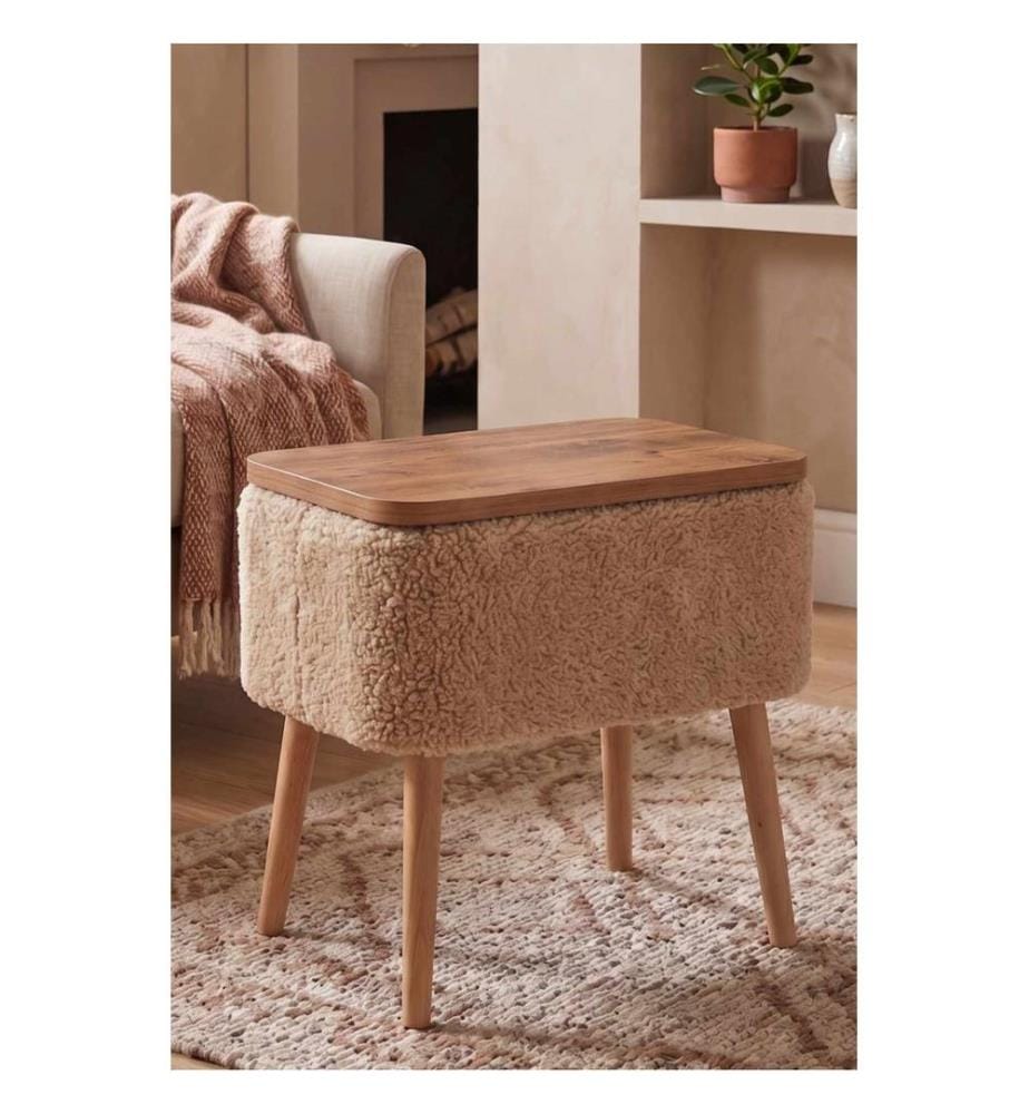Table d'appoint, panneau de particules 100 % mélaminé, beige