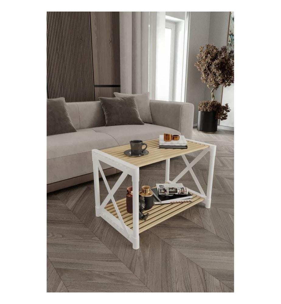 Table basse, 100 % bois plastique, blanche
