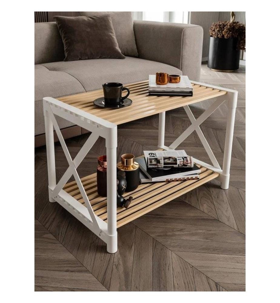 Table basse, 100 % bois plastique, blanche