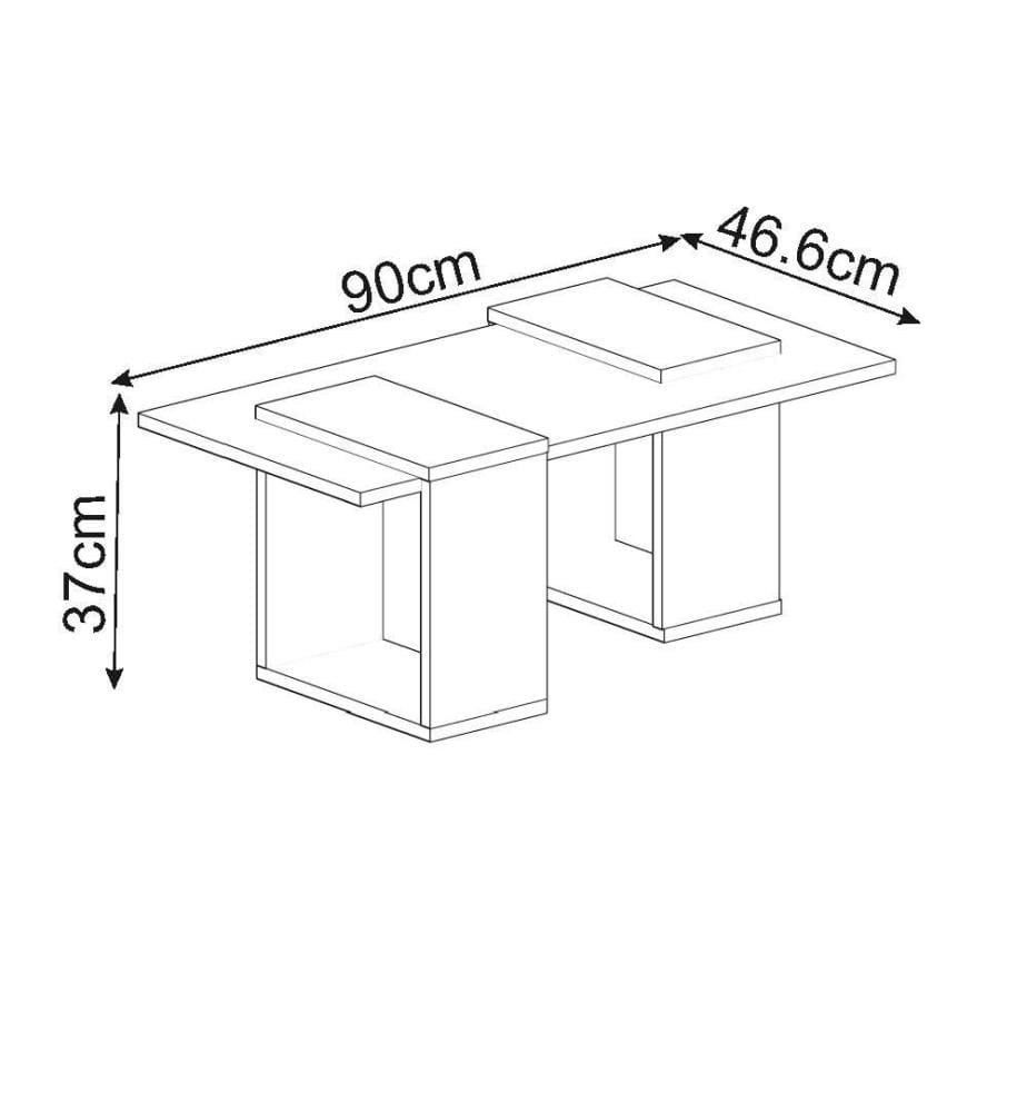 Couchtisch, 100 % melaminbeschichtete Spanplatte, Grau, Travertin