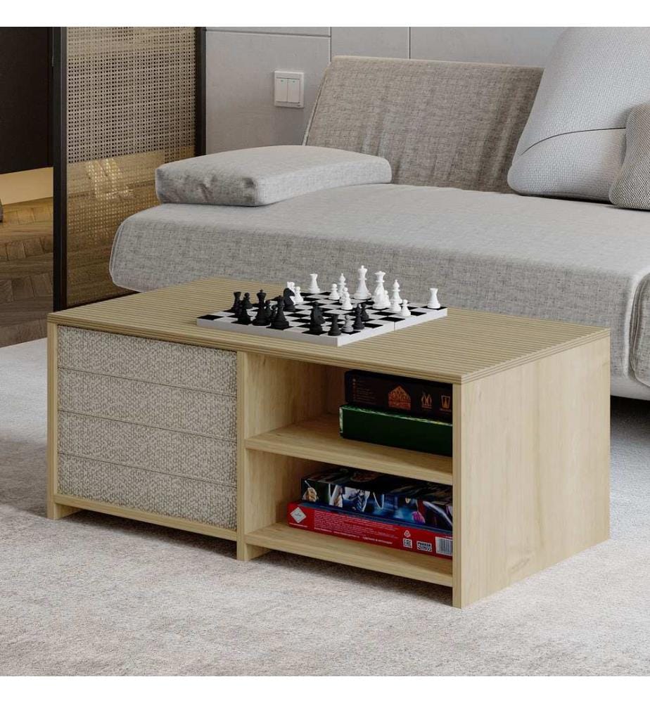 Ensemble de table basse, panneaux de particules 100 % mélaminés, chêne chaud, chêne saphir