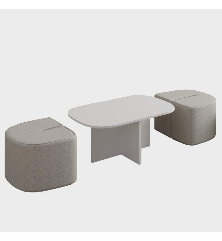 Ensemble table basse, panneau de particules 100 % mélaminé, blanc