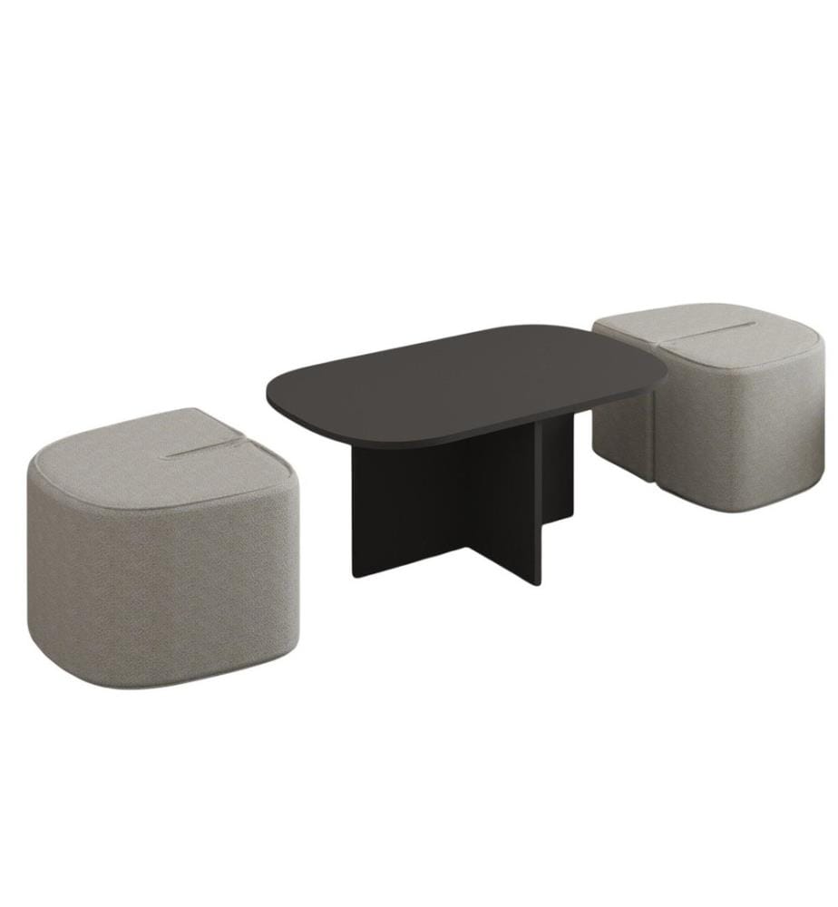 Ensemble table basse, panneau de particules 100 % mélaminé, anthracite