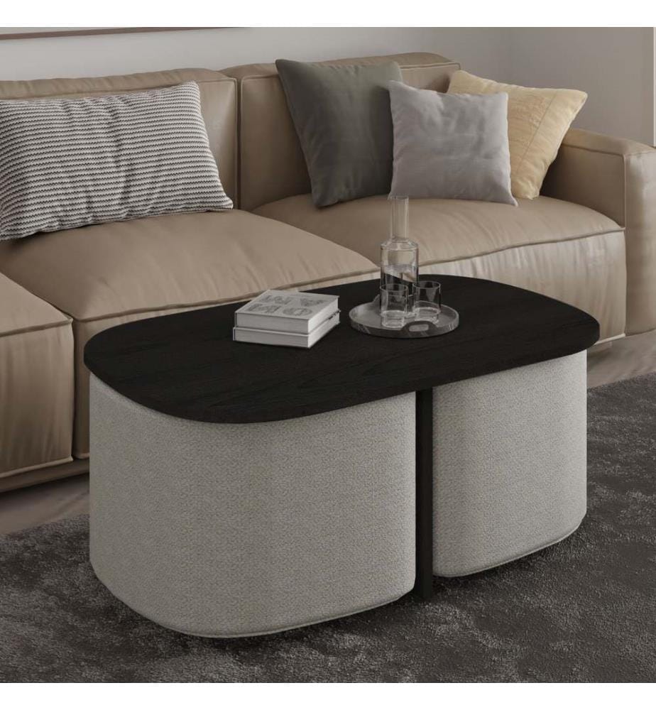 Ensemble table basse, panneau de particules 100 % mélaminé, noir