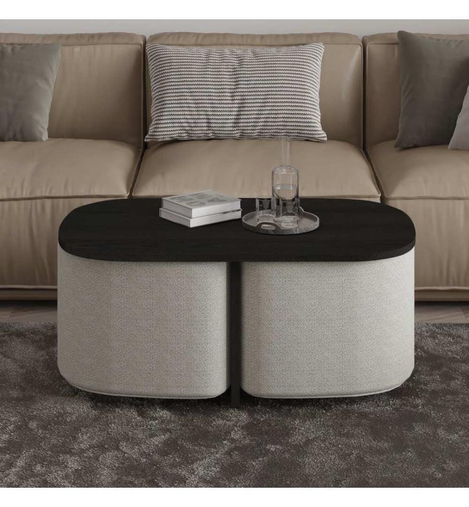 Ensemble table basse, panneau de particules 100 % mélaminé, noir