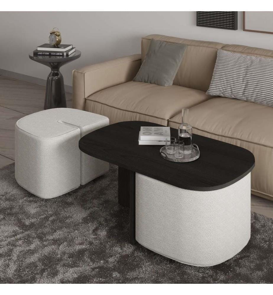 Ensemble table basse, panneau de particules 100 % mélaminé, noir