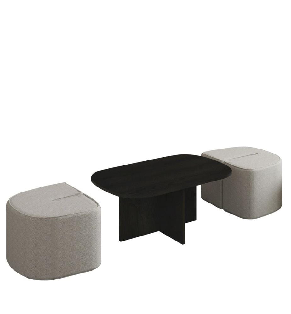 Ensemble table basse, panneau de particules 100 % mélaminé, noir
