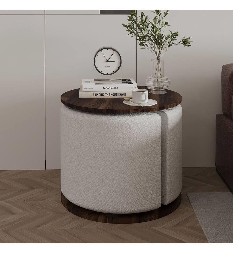 Ensemble de tables d'appoint, panneaux de particules 100 % mélaminés, noyer