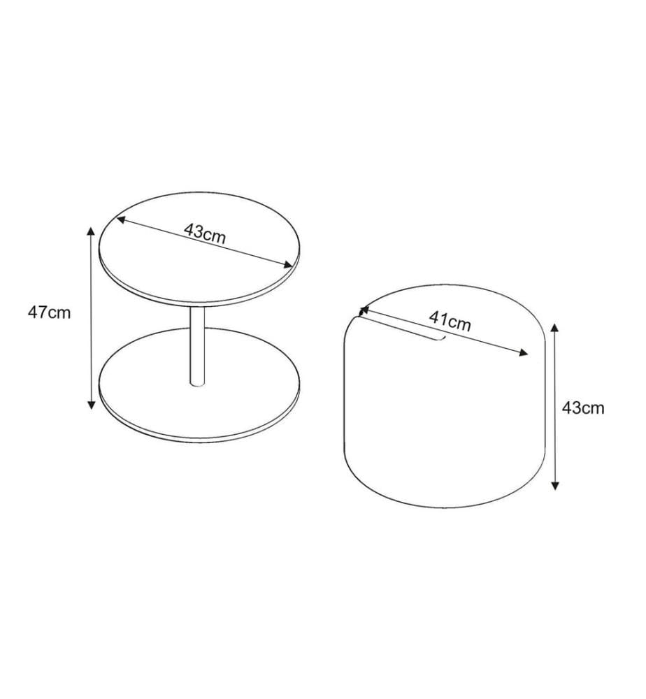Ensemble de tables d'appoint, panneaux de particules 100 % mélaminés, noyer