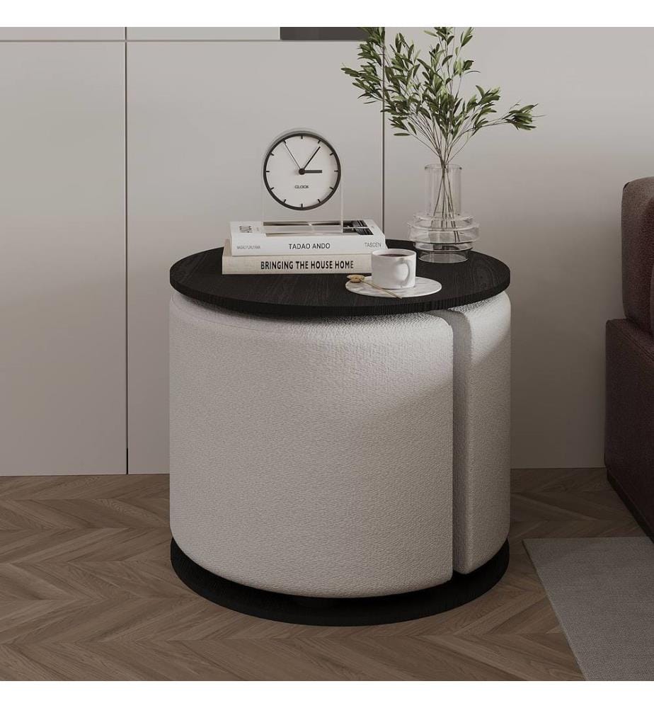 Ensemble de tables d'appoint, panneaux de particules 100 % mélaminés, noirs