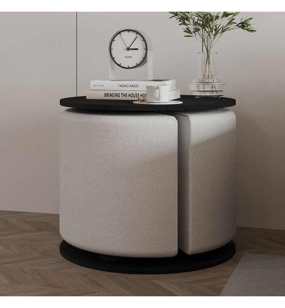 Ensemble de tables d'appoint, panneaux de particules 100 % mélaminés, noirs