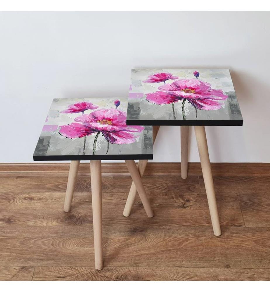 Satztisch, 2-teilig, 100 % MDF, Rosa, Lila, Gelb, Grau