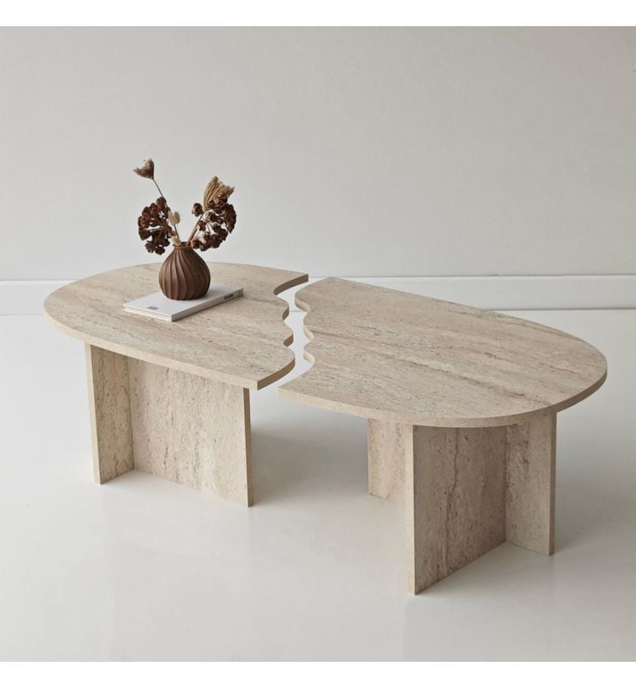 Table basse, panneau de particules 100 % mélaminé, travertin