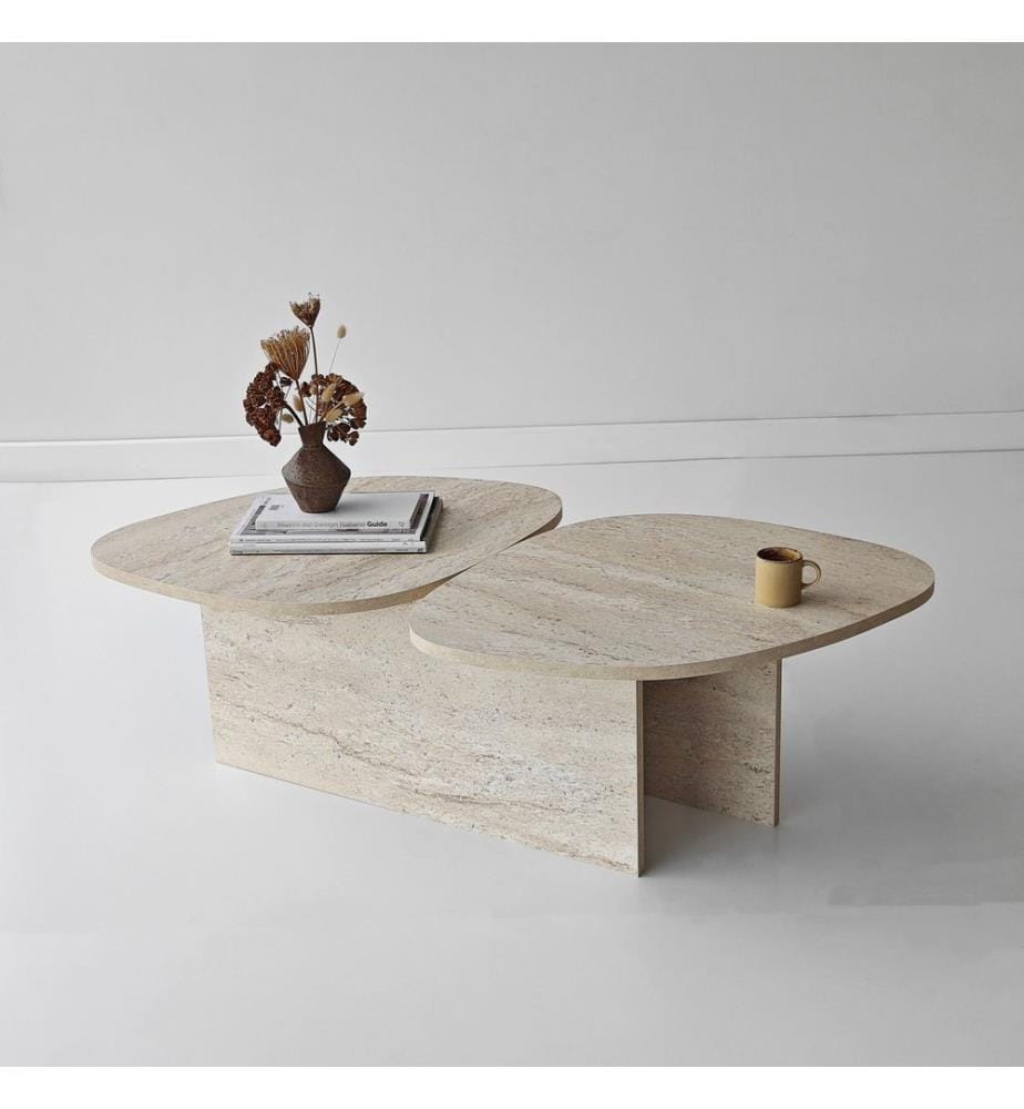 Table basse, panneau de particules 100 % mélaminé, travertin