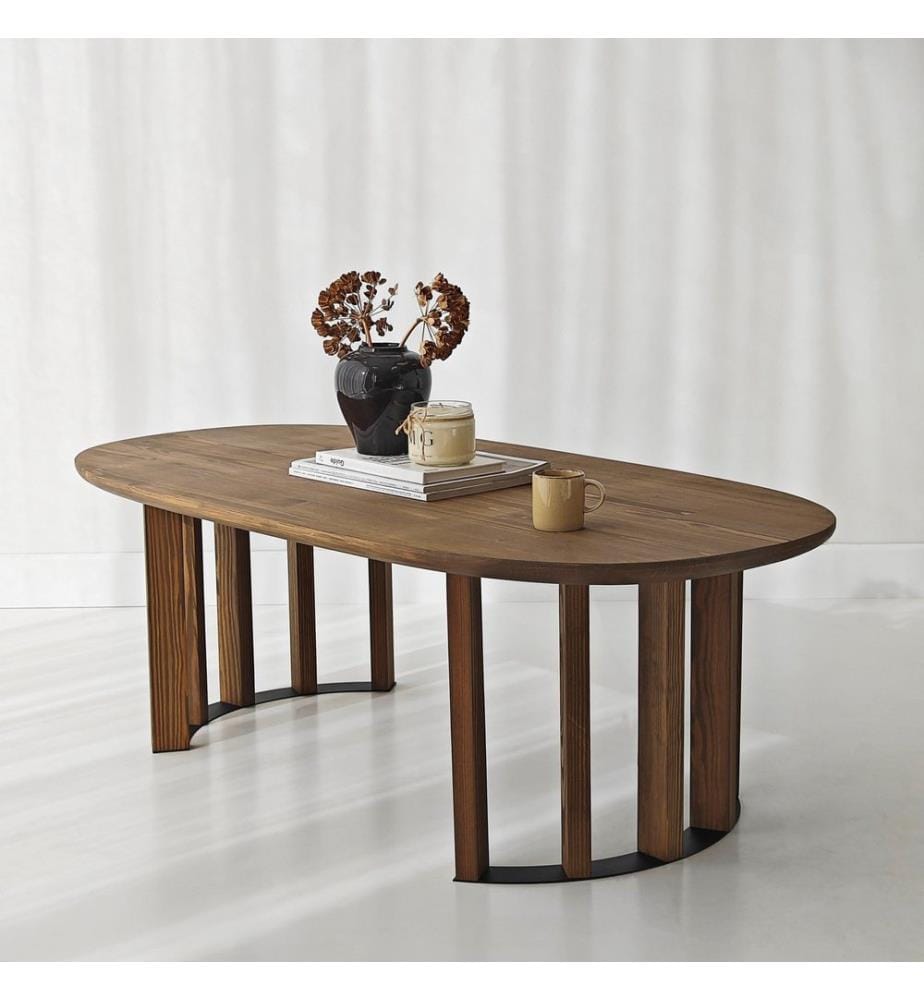 Table basse, 100 % bois massif, anthracite