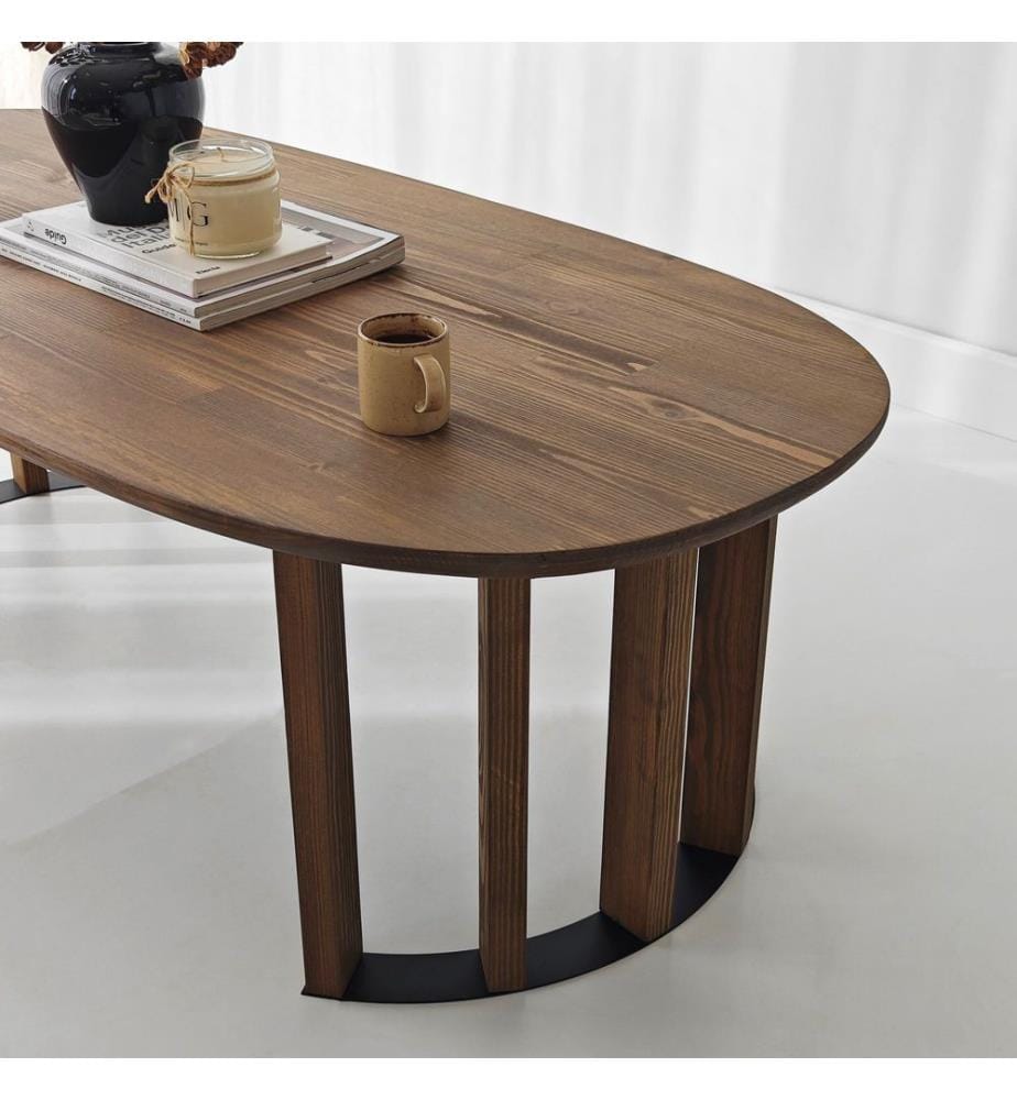 Table basse, 100 % bois massif, anthracite