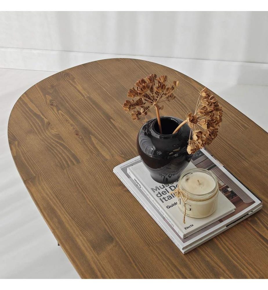 Table basse, 100 % bois massif, anthracite