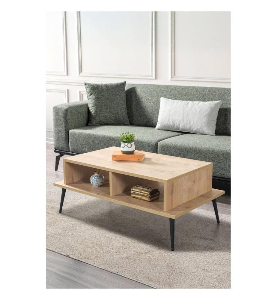 Couchtisch, 100 % melaminbeschichtete Spanplatte, Saphir-Eiche