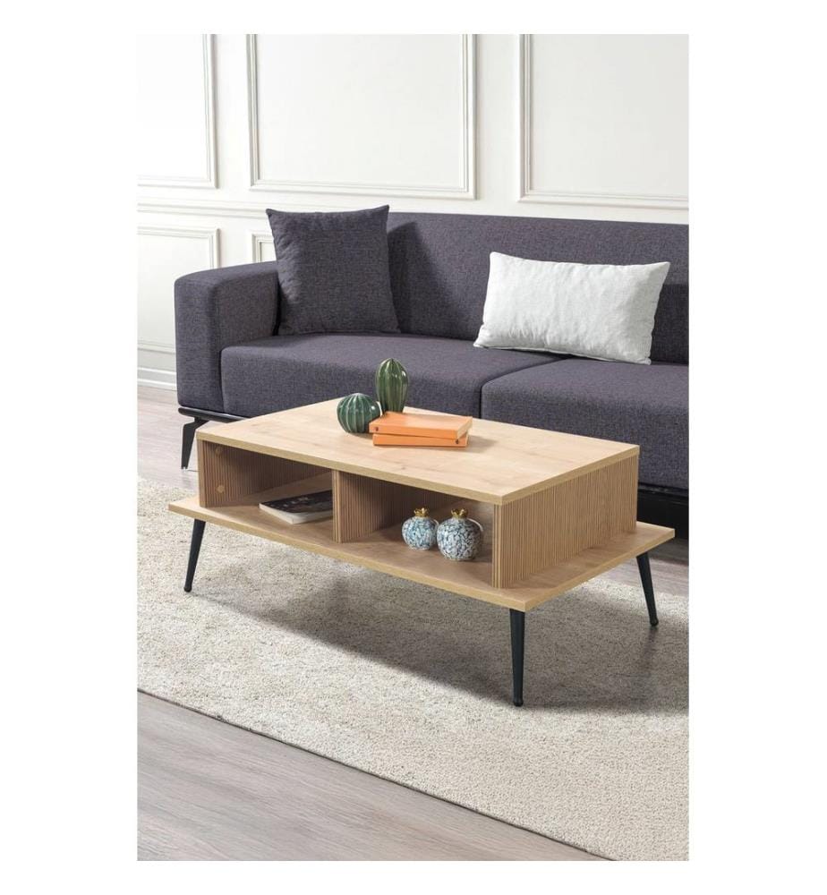 Couchtisch, 100 % melaminbeschichtete Spanplatte, Saphir-Eiche