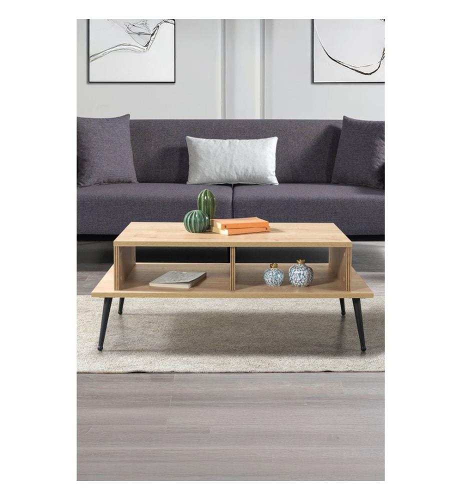 Couchtisch, 100 % melaminbeschichtete Spanplatte, Saphir-Eiche