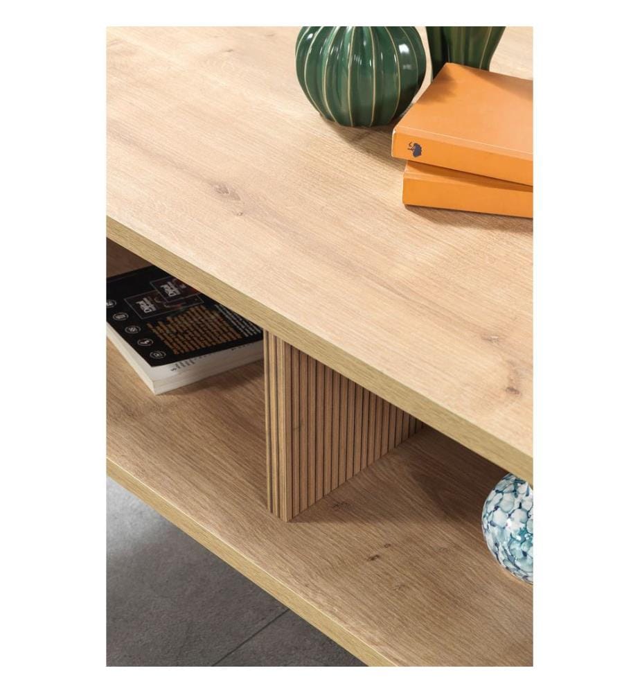 Couchtisch, 100 % melaminbeschichtete Spanplatte, Saphir-Eiche