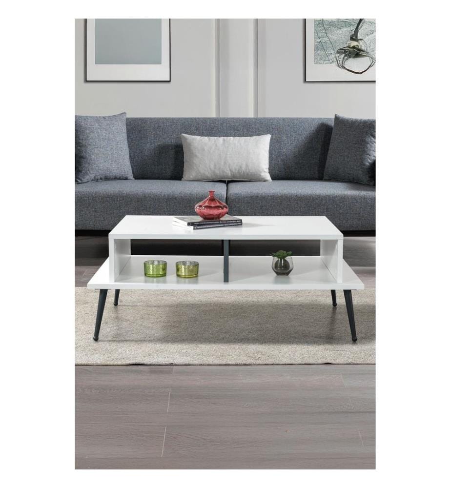 Couchtisch, 100 % melaminbeschichtete Spanplatte, Weiss, Anthrazit