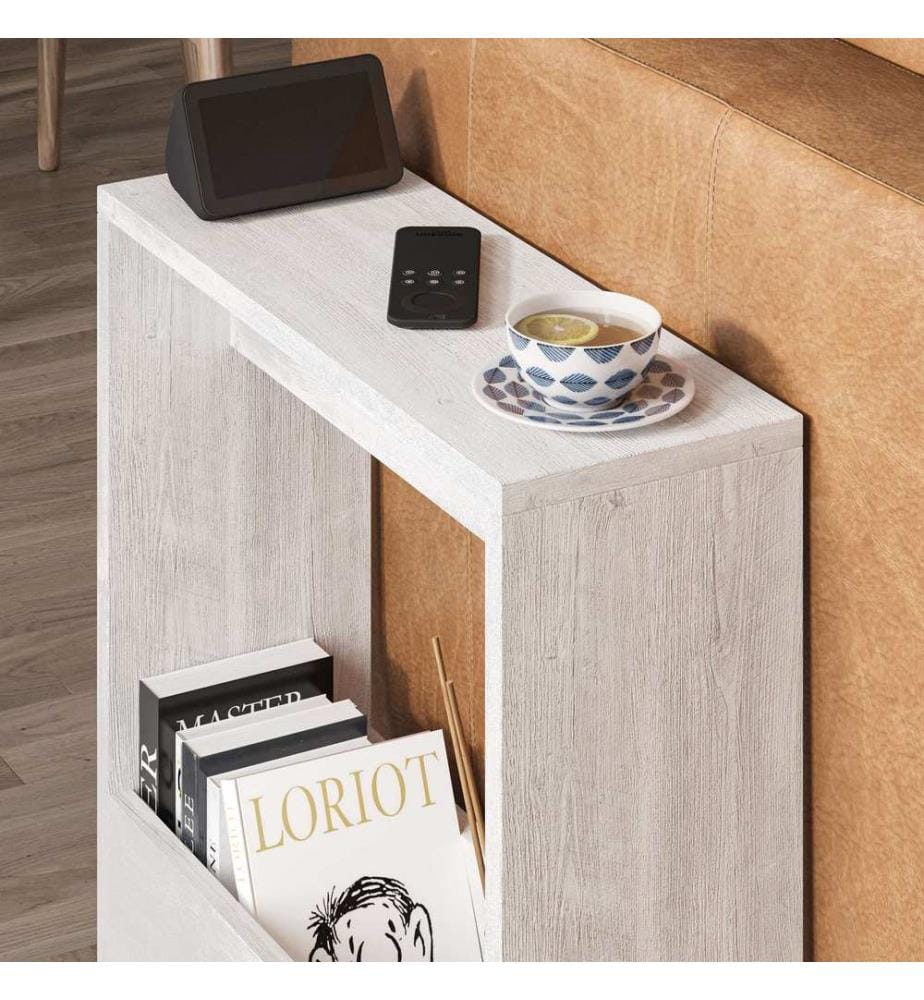 Table d'appoint, panneau de particules 100 % mélaminé, blanc antique