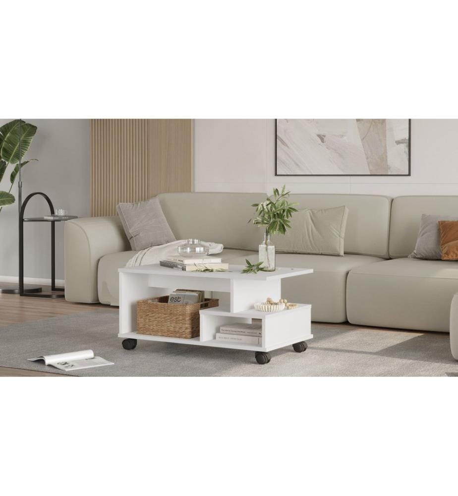 Couchtisch, 100 % melaminbeschichtete Spanplatte, Weiss