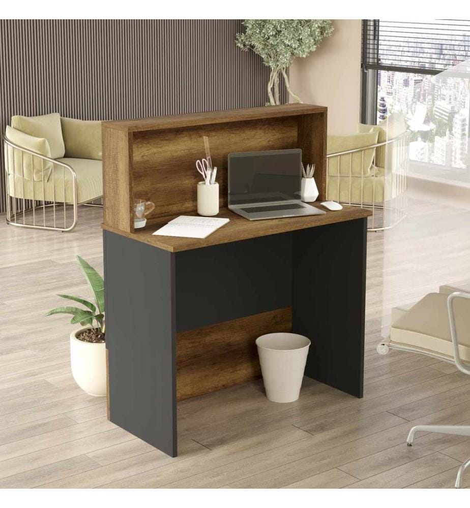 Table de réception, panneau de particules 100 % mélaminé, Baroq, anthracite