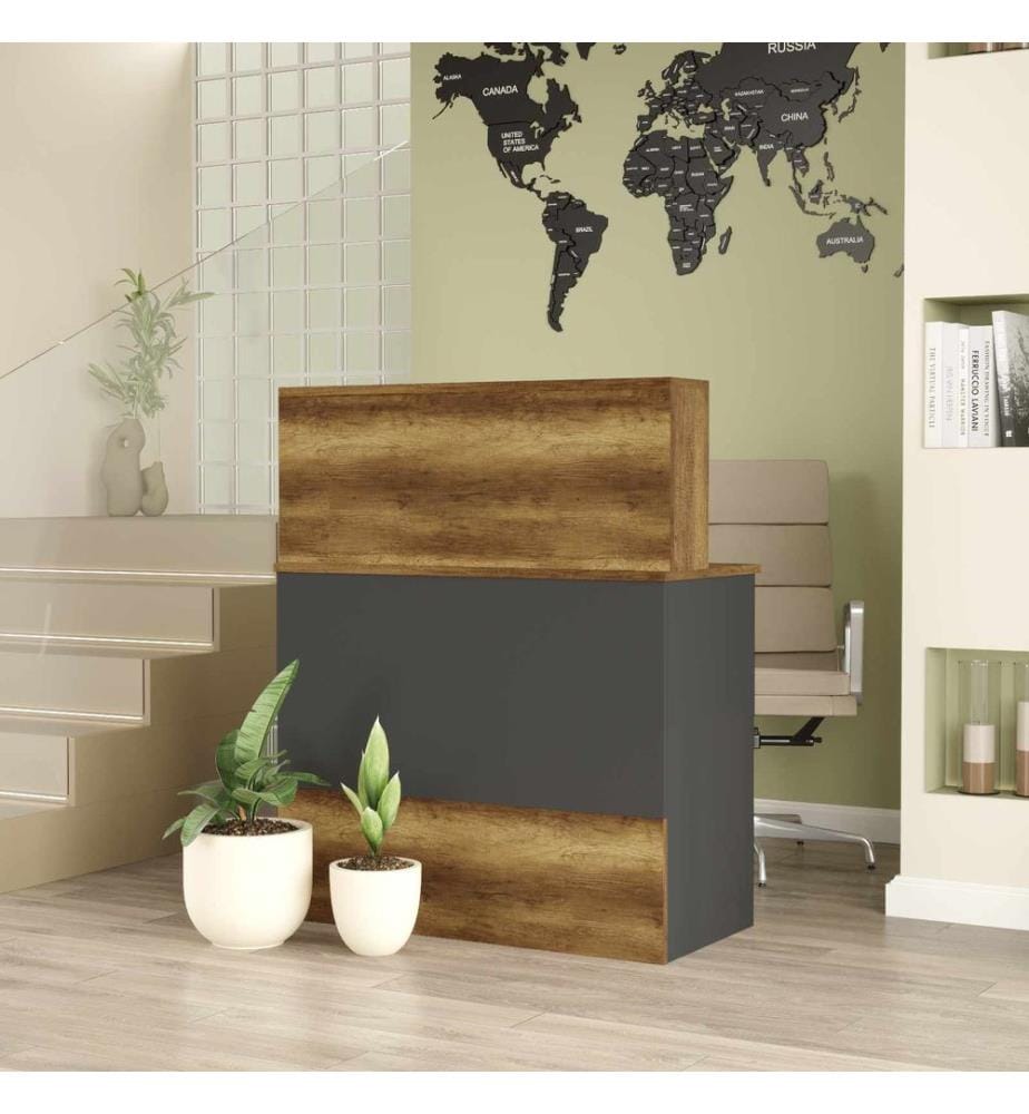 Table de réception, panneau de particules 100 % mélaminé, Baroq, anthracite