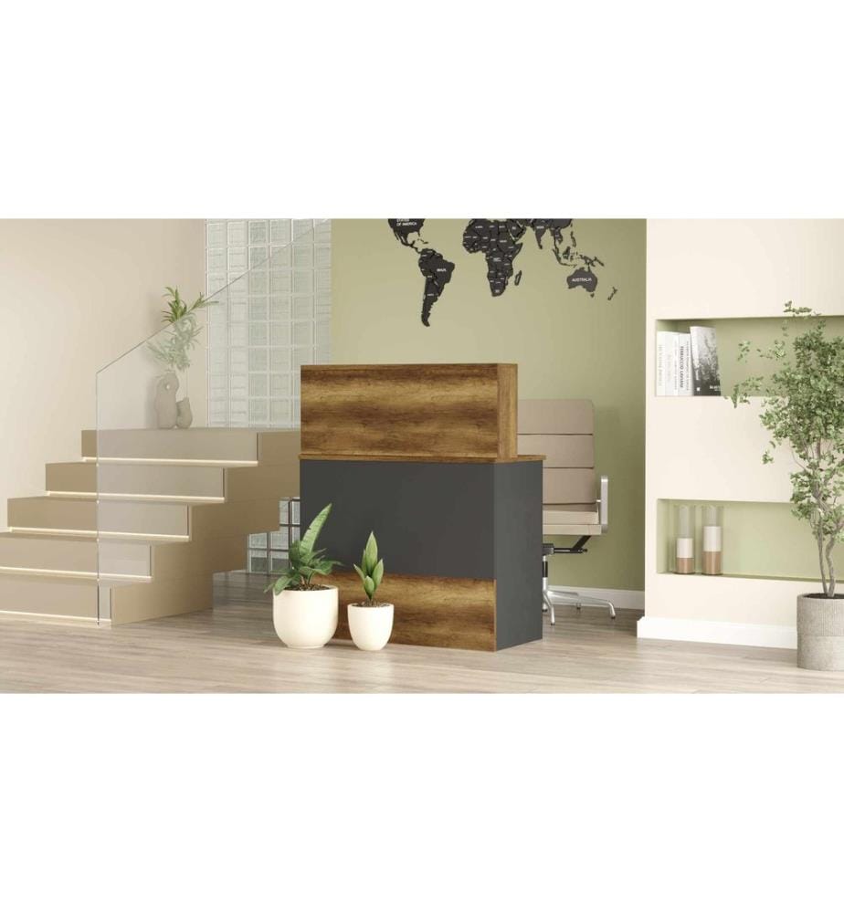 Table de réception, panneau de particules 100 % mélaminé, Baroq, anthracite