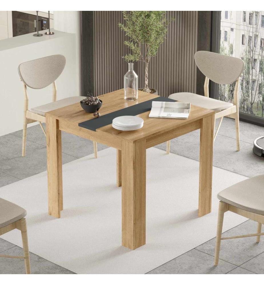 Esstisch, 100 % melaminbeschichtete Spanplatte, Natur, Anthrazit