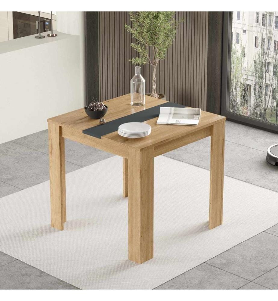 Esstisch, 100 % melaminbeschichtete Spanplatte, Natur, Anthrazit