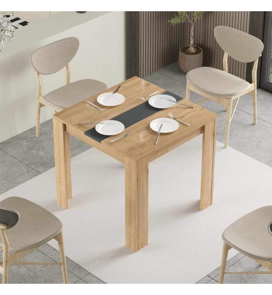 Esstisch, 100 % melaminbeschichtete Spanplatte, Natur, Anthrazit