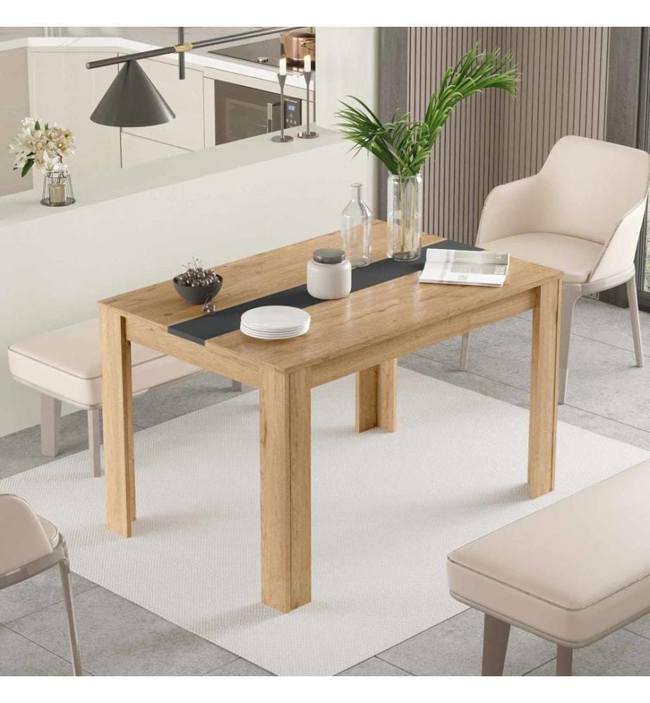 Esstisch, 100 % melaminbeschichtete Spanplatte, Natur, Anthrazit