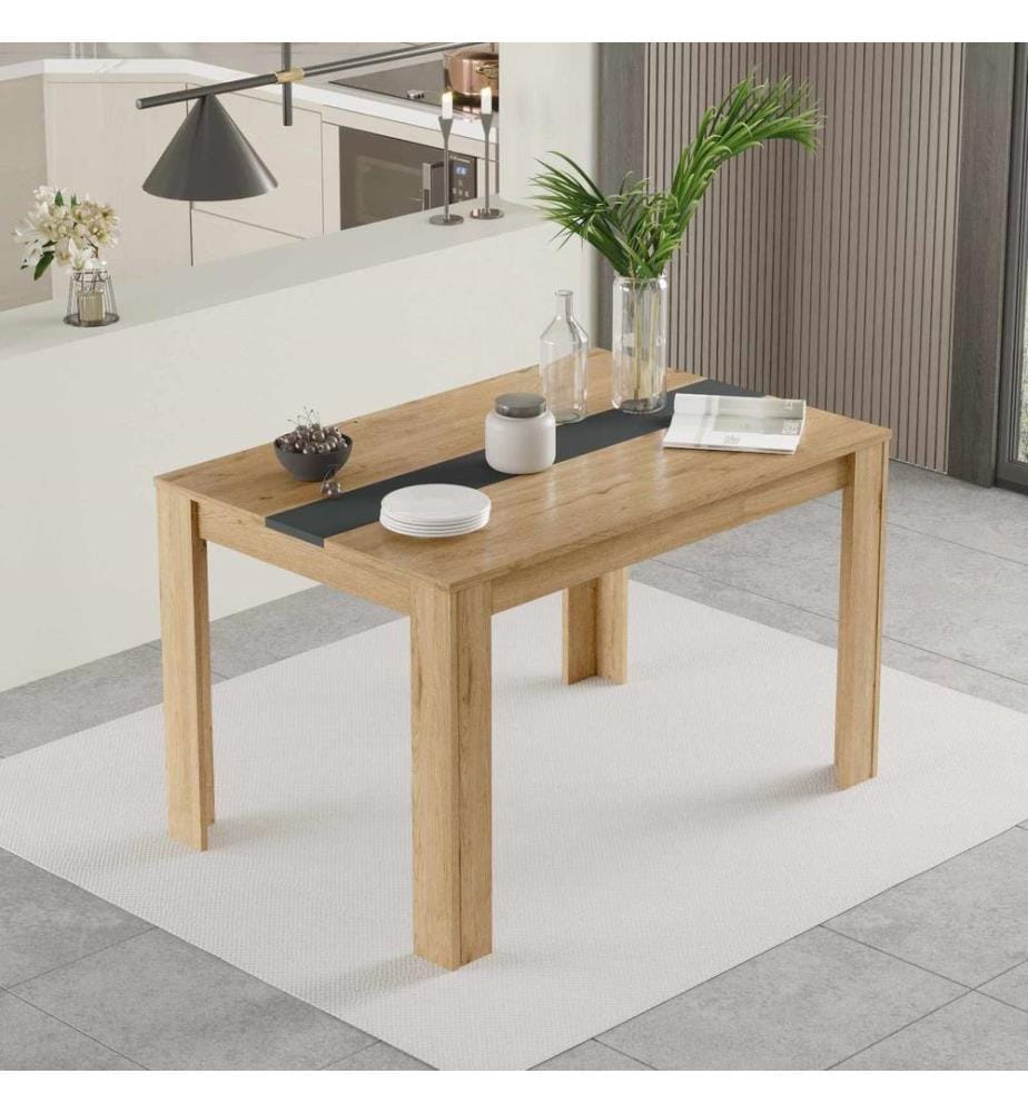 Esstisch, 100 % melaminbeschichtete Spanplatte, Natur, Anthrazit