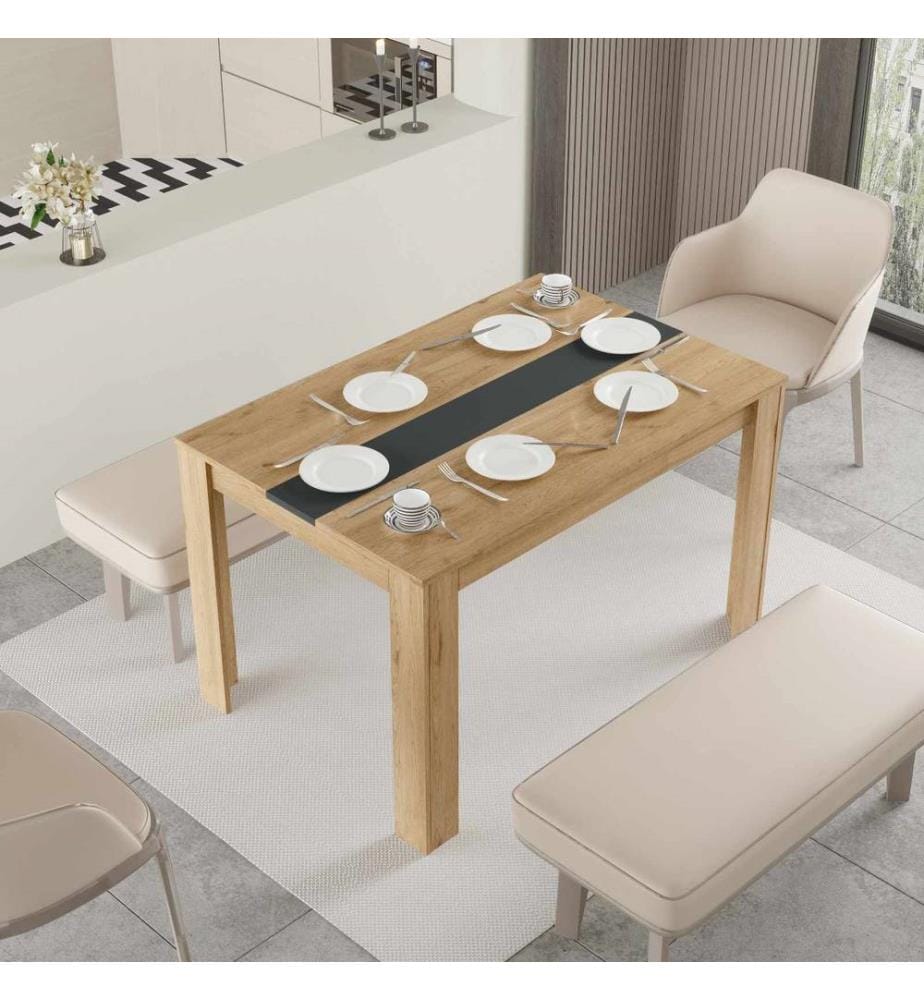 Esstisch, 100 % melaminbeschichtete Spanplatte, Natur, Anthrazit