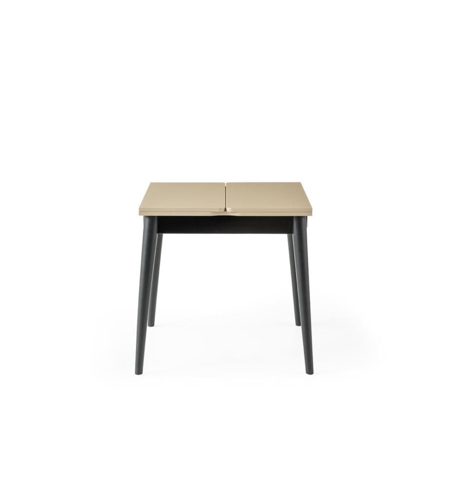 Table de salle à manger extensible, panneau de particules 100 % mélaminé, moka clair, noir