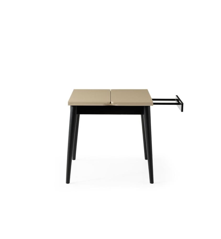 Table de salle à manger extensible, panneau de particules 100 % mélaminé, moka clair, noir